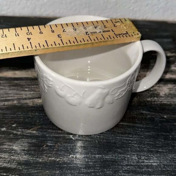 Orchard & Gibson TableTops Unlimited White Embossed Ceramic Mug 3" Tall - Picture 7 of 7